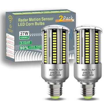 Imagem de Lâmpadas com sensor de movimento de radar A19 equivalente a 250W AC85-265V 27W Detector de movimento ativado automático crepúsculo ao amanhecer luzes de varanda externa lâmpada LED luz do dia branca