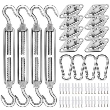 Imagem de YOFIT Kit de ferragens Shade Sail 12,7 cm para instalação de toldo retangular triangular, aço inoxidável 304 para jardim ao ar livre, 80 peças