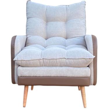 Imagem de Poltrona Conflex Inglaterra reclinável em 3 posições em tecido linho bege corano caramelo 