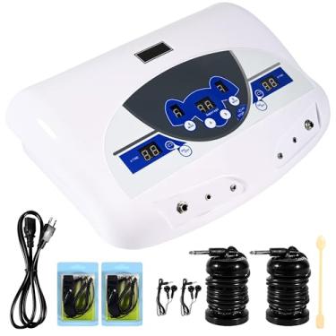 Imagem de RXLIFE Máquina de desintoxicação iônica para banho de pés, sistema de spa iônico duplo para pés em casa para 2 usuários, ionizador com leitor de música MP3, 2 fones de ouvido, 2 alças de pulso