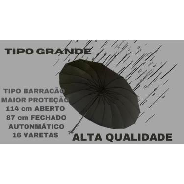 Imagem de Guarda Chuva Sombrinha Automático 16 Varetas Preto 114 cm - IDEA