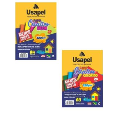 Imagem de Papel criativo 120g kit neon e colorido a4 - usapel