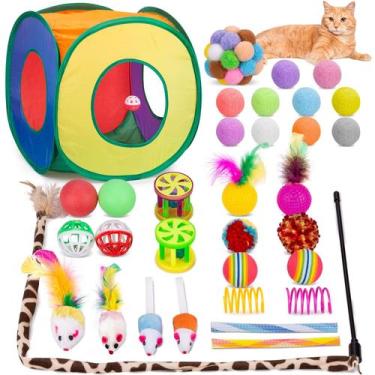 Imagem de Conjunto de brinquedos para gatos Retro Shaw, 33 peças com túnel, vari