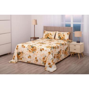 Imagem de Cobre Leito Piquet Casal Padrão 3 Peças - Cortinas Ibitinga, Floral Av