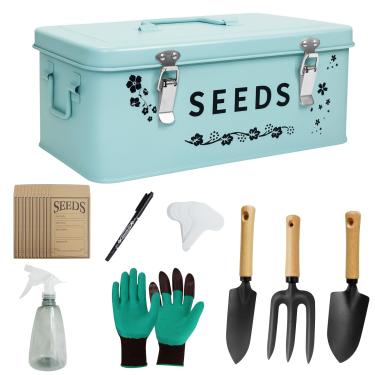 Imagem de Aolldy Caixa de armazenamento de sementes organizador de sementes de jardim com suprimentos de jardinagem caixa de 4 compartimentos com travas de segurança