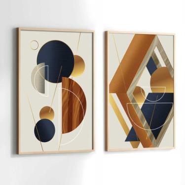 Imagem de Conjunto Quadros Decorativos com Moldura Abstrato Moderno Geometrico K