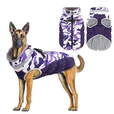 Imagem de Casaco de inverno impermeável para cães com arnês, jaqueta refletiva quente para cães com zíper para clima frio, roupa de neve para cães pequenos, médios e grandes YRFN01XL