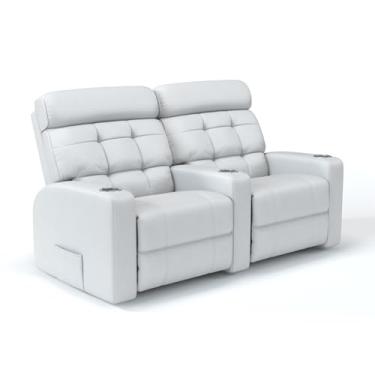 Imagem de Sofá 2 Lugares Reclinável Elétrico Linha Cinema em Couro Bovino Damie (Branco)