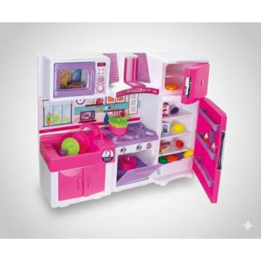 Imagem de Conjunto de Cozinha Infantil Completa com Fogão, Geladeira, Pia e Micr