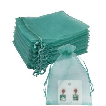 Imagem de Bolsa de organza Jexila 100 unidades azul-petróleo, 13 x 18 cm, cordão