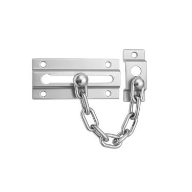 Imagem de Fecho Trinco de Segurança Pega Ladrão Cromado Com Corrente Para Porta de Casa Apartamento Janela