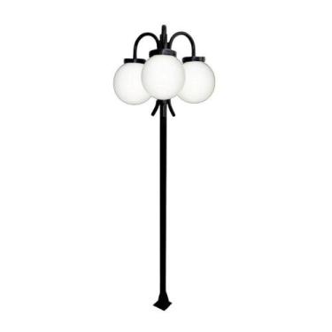 Imagem de Poste Luminária Globo G Triplo Braço Curvo Baixo Preto 200cm - OURO MI