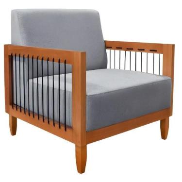 Imagem de Poltrona Decorativa Lorena Sala De Estar Escritório Linho - Black Hous