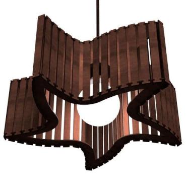 Imagem de Luminária Pendente Estrela Do Mar Modelo Ripado - Marrom - LENOBRE, Bi