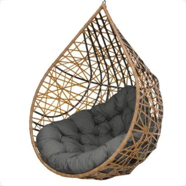 Imagem de Balanço Suspenso Ninho Gota Com Mola E Mosquetão Para Jardim - Caramel