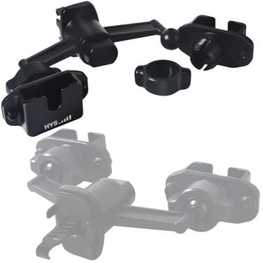 Imagem de HYS Suporte de esfera dupla para carro/caminhão de 17 mm com microfone de alto-falante HT de saída de ar com botão ou clipe de cinto para scanners Uniden, Motorola, baofeng, microfone Anytone Icom