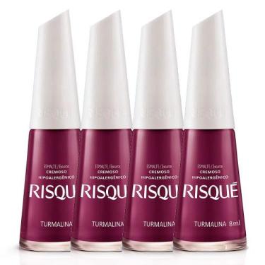Imagem de Kit 4 Esmalte Risqué Cor Turmalina Hipoalergênico com 8ml