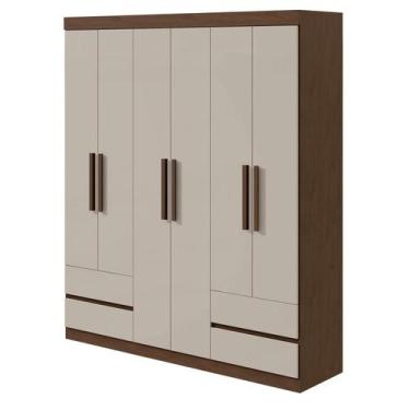 Imagem de Guarda-Roupas Solteiro Zeus 6 portas 4 gavetas - Móveis Lopas, Imbuia 