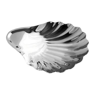 Imagem de IEUDNS Prato para lanche em formato de concha, prato de sobremesa, talheres domésticos, de aço inoxidável, bandeja para servir bolo, festa, sala de estar