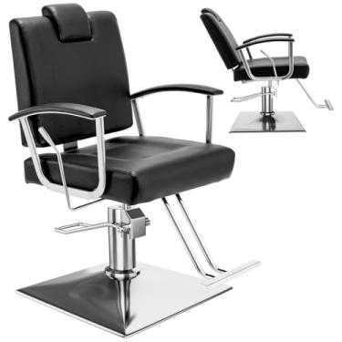 Imagem de Apllamo Cadeira reclinável de barbeiro com encosto de cabeça – Bomba hidráulica resistente com altura ajustável, rotação de 360°, peso máximo de carga 200 libras, spa de salão, barbearia, cabeleireiro