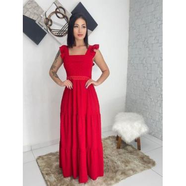 Imagem de Vestido longo luxo com babada na manga feminino -tamanho m - LOLITA MO