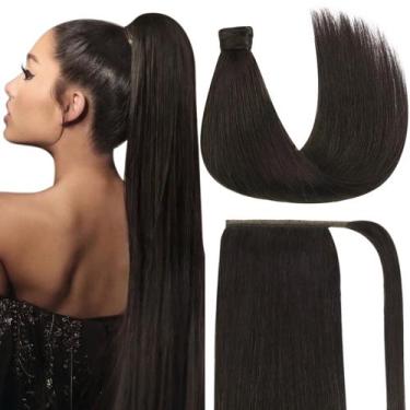 Imagem de Extensão de rabo de cavalo Ve Sunny Real Human Hair 35 cm 80 g marrom