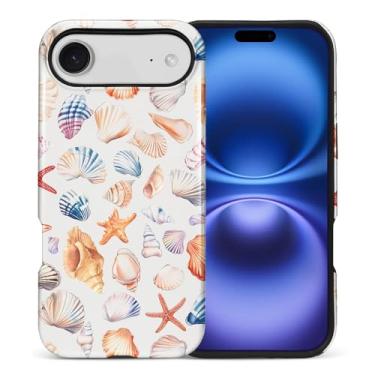 Imagem de Toulas Capa para iPhone 17 Air, capa rígida de camada dupla híbrida resistente a arranhões, colagem de conchas em aquarela