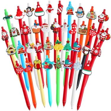 Imagem de Tenceur 40 canetas de Natal com desenho animado, canetas de tinta gel de Natal, presente a granel para lembrancinhas de festa de Natal, recompensas, suprimentos para casa, sacolas de brindes