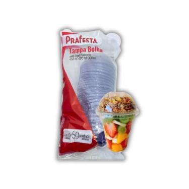 Imagem de Tampa bolha transparente p/ copo 150ml 200ml 300ml c/50 un. (prafesta)