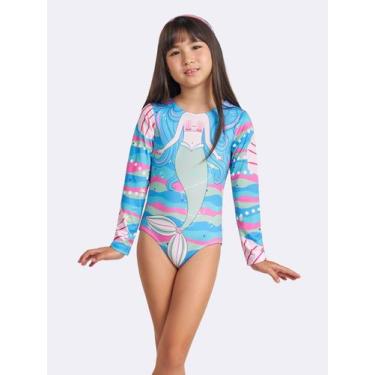 Imagem de Maiô Manga Longa UV Sereia - Veggi, Azul, 6, Meninas