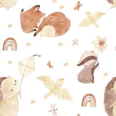 Imagem de Papel de Parede Boho Infantil Adesivo Autocolante para Quarto Sala - B