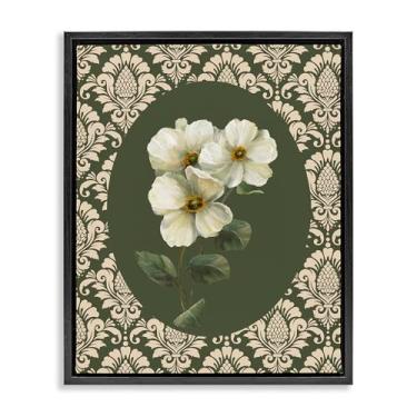 Imagem de Stupell Industries Fancy Lace White Flowers Black Framed Floater Canvas Wall Art, design by Nan, 21 x 17