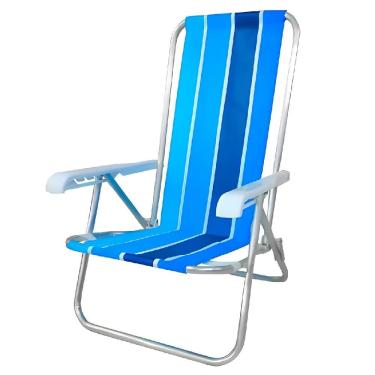 Imagem de Cadeira De Praia 4 Posições Em Alumínio Cores Sortidas - Cad0641- Botafogo