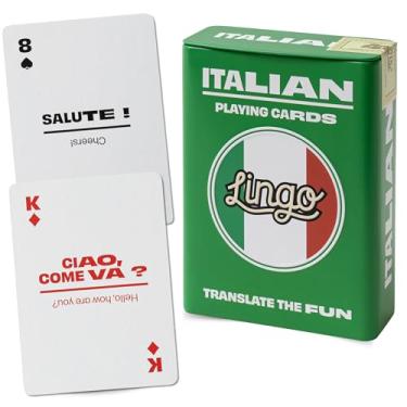 Imagem de Italian Lingo Playing Cards in Wayfarer Tin Box | Travel Flashcards | Learn Italian Vocabulary in A Fun & Easy Way | 52 Essential Translations