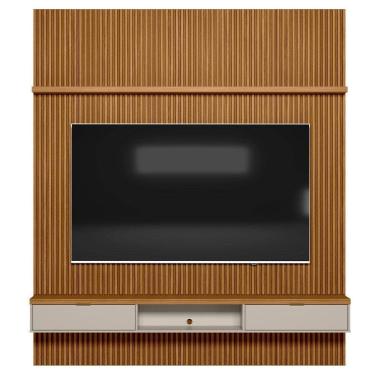 Imagem de Painel Ripado para TV 75 Pol. com Bancada 219cm Prime Plus L06 Nature/Off White - Mpozenato