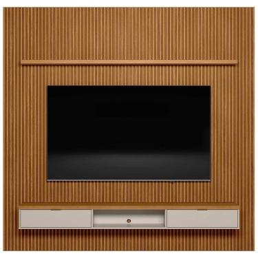 Imagem de Painel Ripado para TV 75 Pol. com Bancada 258cm Prime Plus L06 Nature/Off White - Mpozenato
