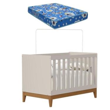 Imagem de Berço Americano Flip Areia Acetinado com Colchão - Reller