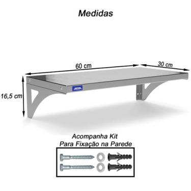 Imagem de Prateleira Aérea Aço Inox 30cm X 60cm Restaurante Lanchonete - Aisa do