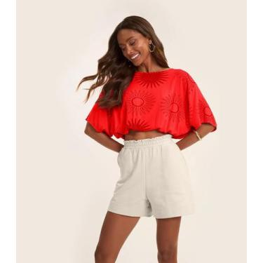 Imagem de Blusa Feminina Manga Curta Rovitex Laranja, GG, Laranja