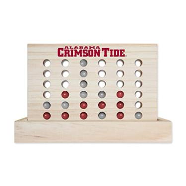 Imagem de Rico Industries Jogo de tabuleiro NCAA Alabama Crimson Tide 10 cm a Row de madeira 10 cm a Row Jogo de tabuleiro 4 jogos de viagem para crianças e adultos