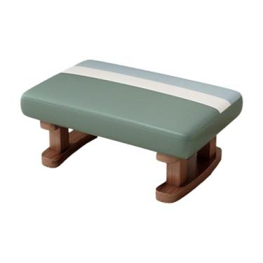 Imagem de KiBcsLic Cadeira retangular moderna, banquinho pequeno, pufe baixo, apoio para os pés macio e confortável com pernas de madeira para escritório, quarto, mesa, Verde