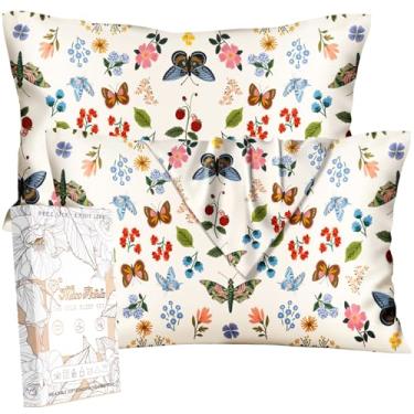 Imagem de Miss Adola Fronha de seda pacote com 2 fronhas 50,8 cm x 91,4 cm King Size conjunto de 2 para cabelo e pele, macio, respirável, com zíper oculto, capas de travesseiro refrescantes para dormir, folha