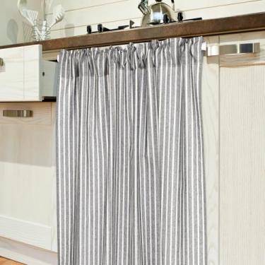 Imagem de Hahafelt Cortinas ocultas de armário para lava-louças com haste telescópica e haste braçadeira para lava-louças, mesa de 99 x 99 cm, cortina para cozinha embaixo da pia (preto)