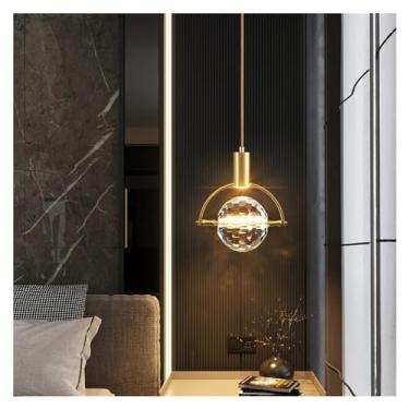 Imagem de Lustre redondo de cristal para quarto, sala de estar, sala de jantar, bar, luminária interna de design moderno e simples com personalidade, tamanho pequeno, ideal para espaços de loft.