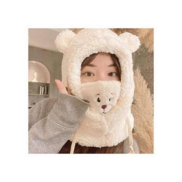 Imagem de Chapéu de pescoço quente de inverno com design de urso branco para cri