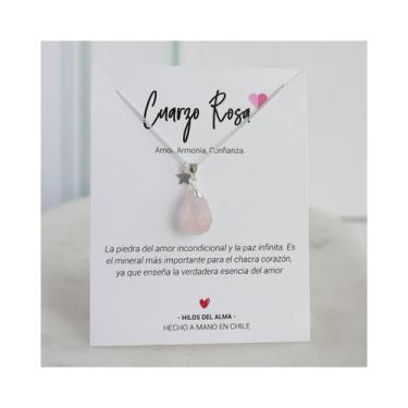 Imagem de Colar em prata 925 com pedra de quartzo rosa - Lightbek Official Store