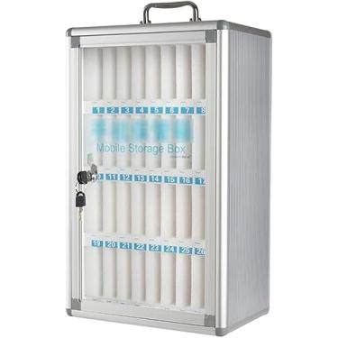 Imagem de Armário De Armazenamento De Telefone Organizador De Telefone Celular Transparente Montado Na Parede Caixa De Telefone Celular Para Funcionários Da Oficina Estudante Gerencia, Silver, 36 bits