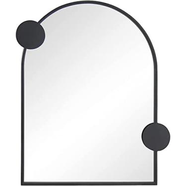 Imagem de LIFOND Espelho de casa de banho montado na parede espelho de parede com moldura de metal de ferro, 67 x 80 cm, espelho de casa de banho preto, design de arco, espelho de maquilhagem, espelho Decor