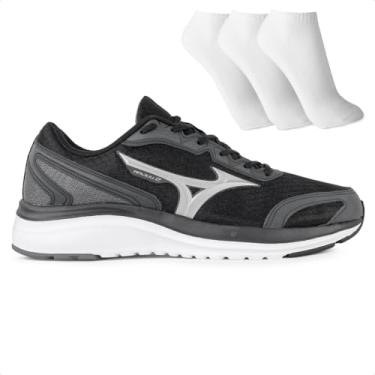 Imagem de Tênis Mizuno Raijuu 2 Masculino + 3 Pares de Meias Preto/Cinza 41