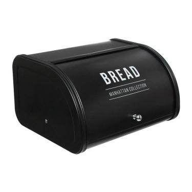 Imagem de Porta Pão Com Puxador Metal 30cm Estilo Baú Retrô  - Preto - 13 Litros